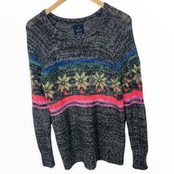 American Eagle Mohair Wool Fair Isle Sweater Knit Boho Womens Size‎ Small Y2K - Picture 4 of 13